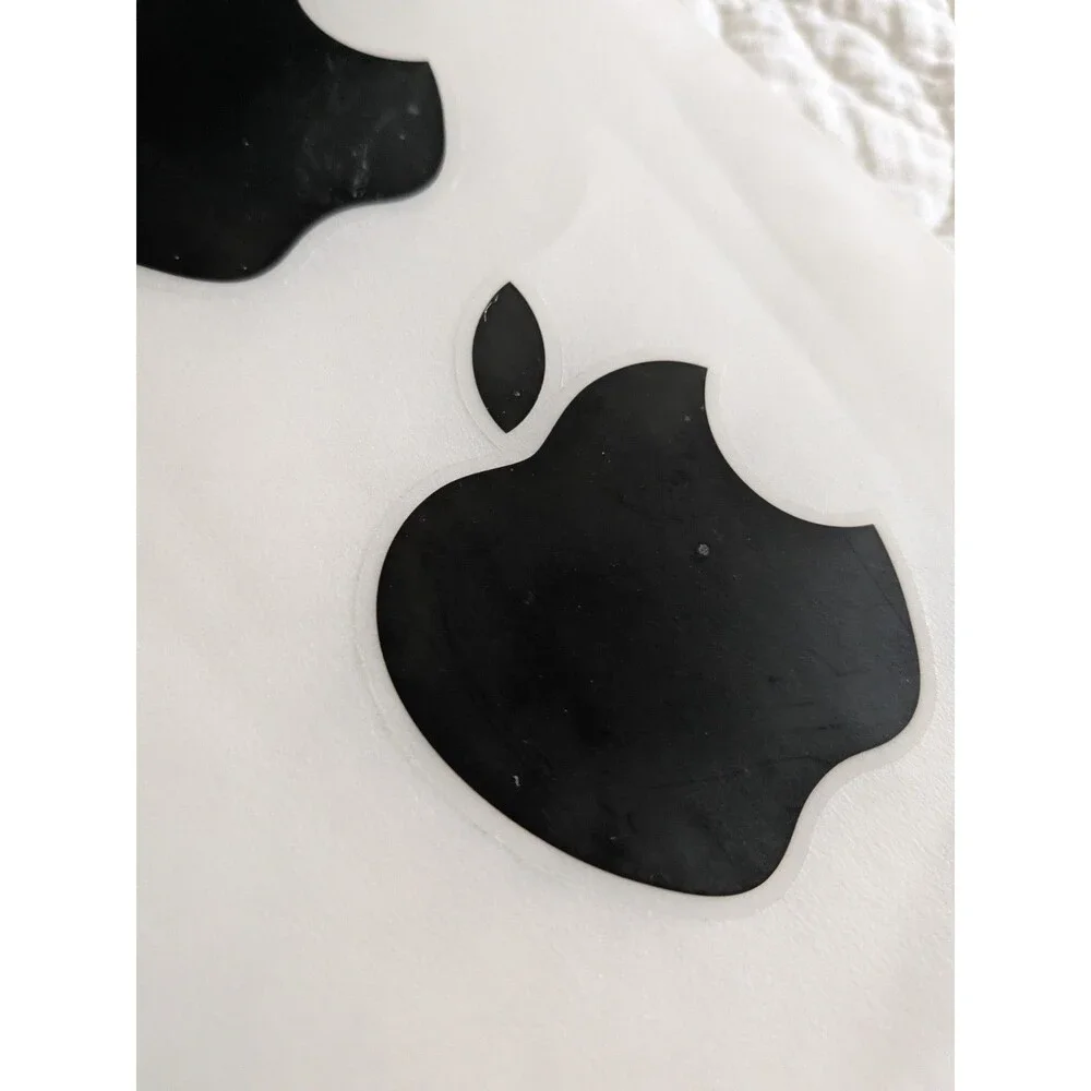Apple Logo Sticker, OEM, Black 1.75x2 inches, Sheet of 2